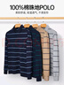 七匹狼（SEPTWOLVES）長(cháng)袖T恤男翻領(lǐng)POLO打底衫男士春春季條紋商務(wù)純棉長(cháng)T男裝休閑上衣 102(深藍) 3XL (185) 曬單實(shí)拍圖