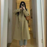 勤度胖妹妹加肥加大碼300斤風(fēng)衣外套特卡其色英倫風(fēng)韓系中長(cháng)款感大衣 卡其色-含腰帶 3XL 建議190-240斤穿 曬單實(shí)拍圖