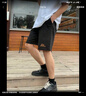 名創(chuàng  )優(yōu)品（MINISO）短褲夏季男純棉運動(dòng)港風(fēng)復古韓版休閑褲潮流褲子秋季男士直筒長(cháng)褲 【純棉短褲】卡其(m咖色質(zhì)感褲前左下標) 3XL (體重180-205斤) 曬單實(shí)拍圖