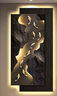 意識形態(tài)輕奢玄關(guān)墻裝飾畫(huà)高級感九魚(yú)圖走廊過(guò)道掛畫(huà)入戶(hù)正對門(mén)背景墻壁畫(huà) E2045九魚(yú)招財 總40*80（上30*65+下30*80） 雙層精雕水晶面 【無(wú)燈款】高清UV精雕+晶瓷防刮 曬單實(shí)拍圖