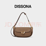 DISSONA迪桑娜女包牛皮單肩包輕奢斜挎包復古馬鞍包 七夕禮物 灰褐色 曬單實(shí)拍圖