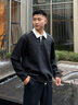 gxg.jeans男裝 多色肌理面料撞色休閑翻領(lǐng)衛衣男生上衣 25秋新品 黑色 L (175) 曬單實(shí)拍圖