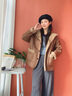 玖姿（JUZUI）商場(chǎng)同款休閑松弛兩面穿羊毛外套女2024冬季款JWED02104 駝色 L 曬單實(shí)拍圖
