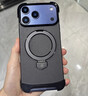 碩言適用蘋果iPhone17promax手機殼電鍍四角防摔輕薄無邊框素皮帶支架感17pro保護套個性創(chuàng)意時尚 大孔【玄黑色】支架款 iPhone 17 Pro Max 曬單實拍圖