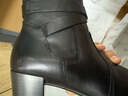 愛(ài)步（ECCO） 女士真皮踝靴 內側拉鏈杏仁頭 橡膠底舒適回彈 休閑通勤短靴 黑色 5-5.5 曬單實(shí)拍圖