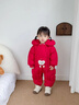 班喜迪嬰兒羽絨服連體衣冬季女寶寶衣服小月齡外出服白鴨絨冬裝保暖爬服 紅色 90 充絨量：80g 曬單實拍圖