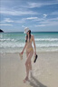 九寸陽光泳衣女分體性感辣妹比基尼小胸聚攏三點式綁帶海邊度假風(fēng)溫泉泳裝 黃色（比基尼+長褲） M/推薦體重95-110斤 曬單實拍圖