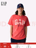 GAP男女裝春季款純棉印花logo圓領(lǐng)短袖T恤藝術(shù)感上衣725626 西瓜紅 XS (165/84A)亞洲尺碼 曬單實(shí)拍圖