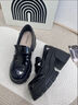 達芙妮2025新款復古厚底樂(lè )福鞋女百搭黑色超級小板鞋面試鞋小皮鞋 黑色 34 曬單實(shí)拍圖