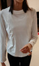 哈魯迪長(cháng)袖打底衫T恤女裝春夏季圓領(lǐng)內搭白色正肩修身顯瘦百搭弧形薄衫 白色 M （80-110斤） 曬單實(shí)拍圖