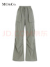 MO&Co.【吸濕速干】工裝風(fēng)直筒寬松闊腿休閑褲工裝褲褲子女摩安珂 灰綠色-第2批 S 160 曬單實(shí)拍圖