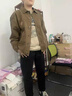 gxmy三件套美式牛仔夾克外套男士套裝春秋季整套復古休閑工裝衣服男裝 棕色外套+白T+駝色工裝褲 XL 【120-140斤】 曬單實(shí)拍圖