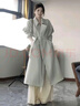 春乏2025春秋中長(cháng)款過(guò)膝英倫風(fēng)衣女感白色翻領(lǐng)休閑小個(gè)子大衣外套女 米白色長(cháng)款 【卡碼拍小】 S 建議105-115斤 曬單實(shí)拍圖