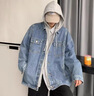啄木鳥(niǎo)（TUCANO）美式春秋連帽牛仔外套男高街vibe潮牌痞帥高級感假兩件夾克套裝男 【兩件套】藍色牛仔外套+藍色牛仔褲 XL 曬單實(shí)拍圖