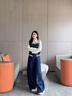 TUNTUN吞吞秋冬【軟軟彎刀褲】覆蓋全風(fēng)格 美式復古休閑彎刀牛仔褲女 海港藍現貨 S 曬單實(shí)拍圖