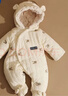 迪士尼（Disney）新生嬰兒衣服秋冬季棉服兔寶寶連體衣絨加厚套裝包腳外出抱衣冬裝 米色刺繡 兔子包腳 80cm (9-12月)加絨加厚包 曬單實(shí)拍圖