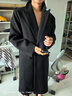 艾梵斯貝新款冬季男士毛呢大衣中長(cháng)款過(guò)膝加厚呢子男款風(fēng)衣外套韓版潮寬松 黑色(加棉款) XL 曬單實(shí)拍圖