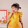 Smartiden國際品牌周歲禮服2025夏季新款兒童旗袍女童唐裝寶寶連衣裙周歲宴 姜黃色 80 cm 曬單實(shí)拍圖