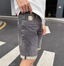 謙集（QIANJI） 夏季薄款牛仔短褲男2024新款五分褲直筒寬松彈力刺繡高端休閑中 IT5181煙灰色 春夏(涼感)  薄款 30 建議體重120-128斤穿 曬單實(shí)拍圖