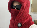 暢印圍脖口罩一體帽子冬季防寒防風(fēng)帽男女毛絨護耳包頭帽保暖套頭帽 圍脖頭套一體帽【紅色】加絨加厚 曬單實(shí)拍圖
