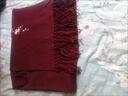 恒源祥羊絨披肩女帶袖子流蘇外套婚禮喜媽媽高端配旗袍外搭斗篷加厚披肩 酒紅視頻主圖款 曬單實(shí)拍圖