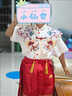G.DUCKKIDS小黃鴨童裝漢服女童夏裝套裝中國風(fēng)兒童馬面裙唐裝襯衫女孩裙子潮 襯衫+紅色馬面裙套裝 120 尺碼5~6歲【110-120cm】cm 曬單實(shí)拍圖