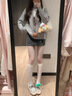 唐菓蜜連衣裙女秋冬2025新款女裝韓版減齡甜美溫柔風(fēng)小個子顯瘦套裝裙子 灰色開衫+短裙 M 曬單實(shí)拍圖