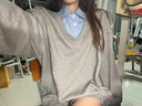 妙奕嘉衛衣女2025年新款潮流女裝秋裝假兩件長(cháng)袖t恤女韓系慵懶風(fēng)上衣女 韓系寬松慵懶風(fēng)衛衣【灰拼藍】 M 曬單實(shí)拍圖