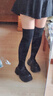雅鹿過(guò)膝長(cháng)筒襪秋冬季加絨毛圈高筒加厚保暖護膝襪套大腿襪女jk過(guò)膝襪 勝過(guò)秋褲--暖你一整個(gè)寒冬 均碼 加厚保暖【黑色+膚色】 曬單實(shí)拍圖