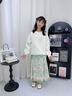 OVE2025新款春秋裝女童漢服新中式套裝大童秋冬連衣裙兒童國風(fēng)馬面裙 4907米色+4411綠色不加絨 140 140cm 曬單實(shí)拍圖