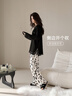 悅內睡衣女春秋款秋季長(cháng)袖莫代爾棉家居服奶牛黑色休閑可外穿出門(mén)套裝 22460牛奶白 2XL (175) 【體重140-160斤】 曬單實(shí)拍圖