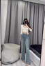 紅蜻蜓開叉喇叭牛仔褲女款2025年春裝新款高腰顯瘦修身微喇褲長褲喇叭褲 淺藍(lán)色長褲- 常規(guī) L 曬單實拍圖