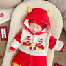 迪士尼（Disney）寶寶拜年服嬰兒衣服大紅新年純棉爬服連體衣嬰幼兒120g夾棉哈衣 醒獅 【三層加厚120g棉】 80碼【建議寶寶體重：15-19斤】 曬單實(shí)拍圖