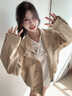 Shelley Jones美式復古pu皮衣外套男士秋季新款寬松潮流高級感痞帥夾克上衣服裝 黑色 XL [建議125-135斤] 曬單實(shí)拍圖