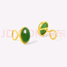 周六福和田玉耳飾女金鑲玉圓形圈碧玉耳釘生日禮物Y0914708 一對(duì) 曬單實(shí)拍圖