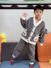G.DUCKKIDS小黃鴨童裝男童睡衣秋冬季拉布布兒童家居服套裝開(kāi)衫珊瑚絨空調服 灰色 100 尺碼2~3歲【90-100cm】cm 曬單實(shí)拍圖