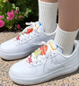 耐克（NIKE）官方空軍一號女子板鞋夏新款運動(dòng)鞋 AIR FORCE 1 IB8875 111白/白/白/冰川藍/柔黃/醒目橙 36 曬單實(shí)拍圖