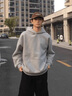 牧唯 美式復古重磅衛衣男士秋季新款硬挺長(cháng)袖連帽衫情侶百搭上衣外套 淺灰 XL [建議125-140斤] 曬單實(shí)拍圖
