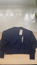無(wú)印良品（MUJI）女式 棱紋編織 圓領(lǐng)短款針織衫 長(cháng)袖女款 女裝 薄款毛衣 藏青色 M (160/84A) 曬單實(shí)拍圖