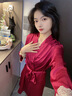 絲界馬年紅品真絲吊帶睡袍套裝女蕾絲性感睡裙桑蠶絲睡衣套裝節日禮物 曬單實(shí)拍圖