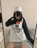 設計感愛(ài)心波點(diǎn)插肩長(cháng)袖T恤女秋季韓系chic小眾寬松早秋單穿上衣 白色 L 曬單實(shí)拍圖