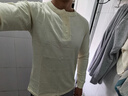 馬登工裝 美式復古重磅亨利衫長(cháng)袖T恤男開(kāi)領(lǐng)硬漢內搭純棉打底衫秋 米白 L 曬單實(shí)拍圖