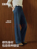 森馬（Semir）牛仔褲女抓毛闊腿褲港風(fēng)冬季2025顯腿長拖地褲ins潮109725124002 曬單實拍圖