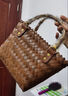 小野七天仿藤編手提包草編包包竹節包女復古手工編織托特包田園草編包 編織手提包【淺棕色】 曬單實(shí)拍圖