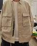 UR2026春季新款男裝休閑工裝雙口袋超寬松夾克外套UML150035 卡其 M (M-L) 曬單實(shí)拍圖