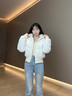 棉致大毛領(lǐng)短款羽棉絨服女2025冬季新款歐美風(fēng)收腰顯瘦減齡棉襖外套 白色 XL 曬單實(shí)拍圖
