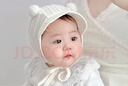 兔兔大文嬰幼兒帽子春秋季0-6-12個(gè)月到1歲護耳一體男女寶寶包頭純棉胎帽 大耳朵咖色（四季款） 帽圍35-45cm（建議0-12個(gè)月） 曬單實(shí)拍圖