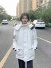籬人歸羽絨服男女毛領(lǐng)白鴨絨派克服2025冬季新款情侶裝寬松加厚工裝外套 白色  可拆毛領(lǐng)＋肩章 M 曬單實(shí)拍圖