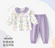 婧麒（JOYNCLEON）女童春裝套裝初春2025新款秋季翻領(lǐng)女寶寶洋氣時(shí)髦兩件套童裝 紫色花兔 90 cm 曬單實(shí)拍圖