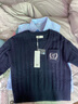 森馬（Semir）毛衣女冬刺繡V領絞花毛衫無袖襯衫簡約時尚氣質學院風兩件套 藍色調00388 S 曬單實拍圖